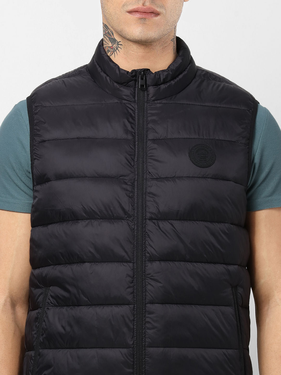 Black Zip-Up Puffer Jacket