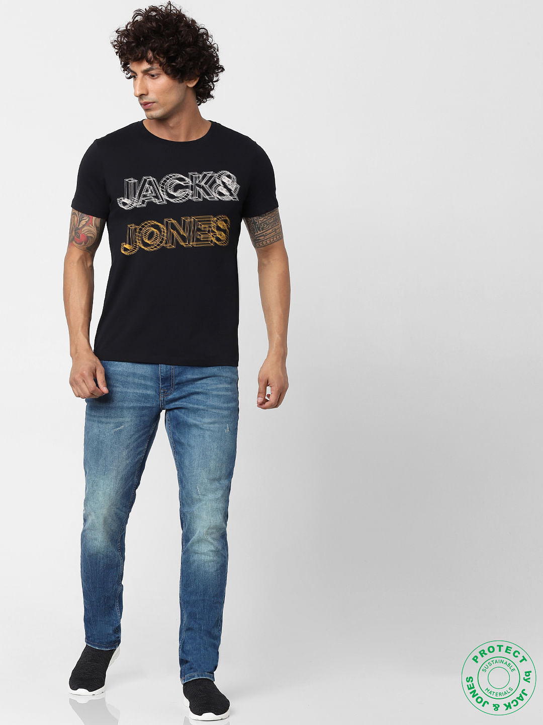Black Logo Print Crew Neck T-Shirt