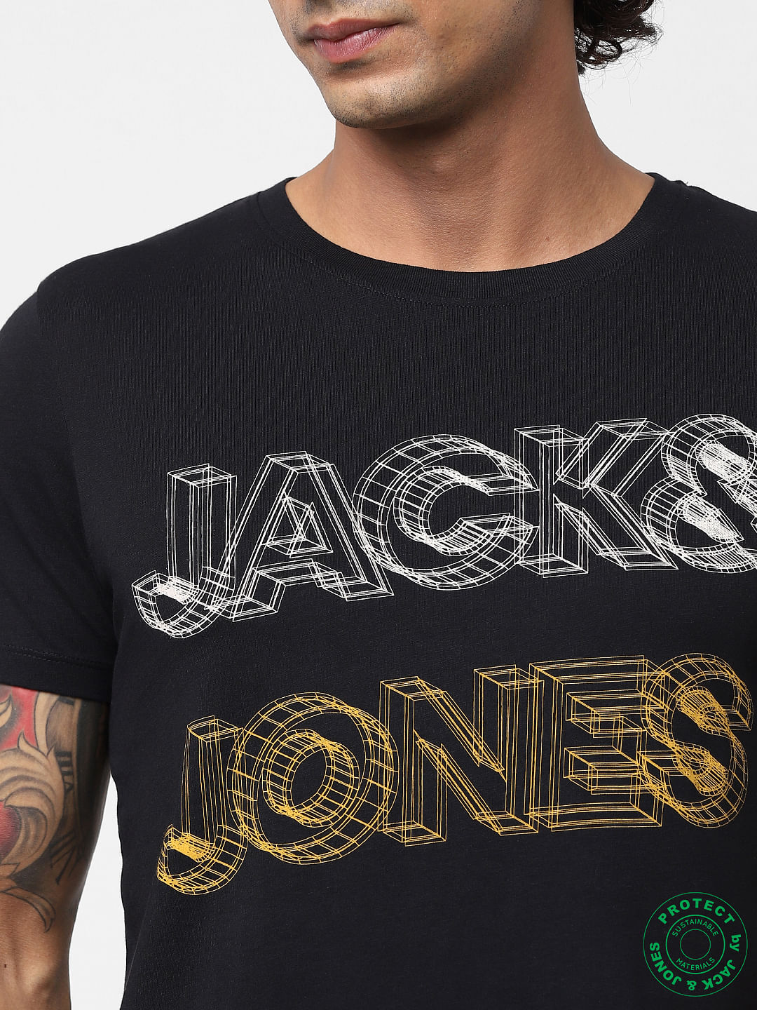Black Logo Print Crew Neck T-Shirt