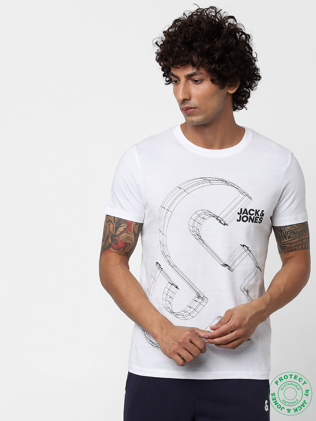 White Graphic Print Crew Neck T-shirt