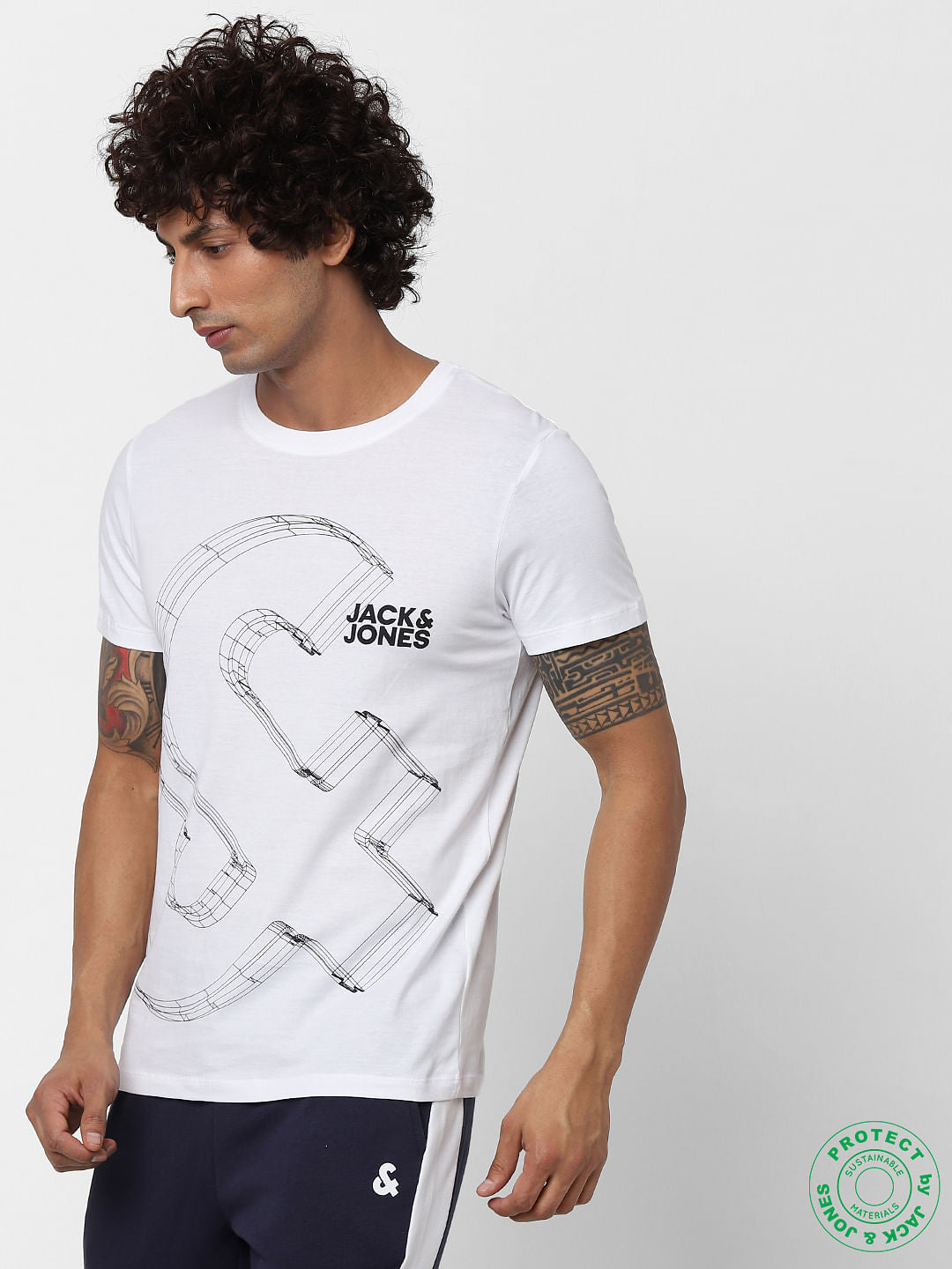 White Graphic Print Crew Neck T-shirt