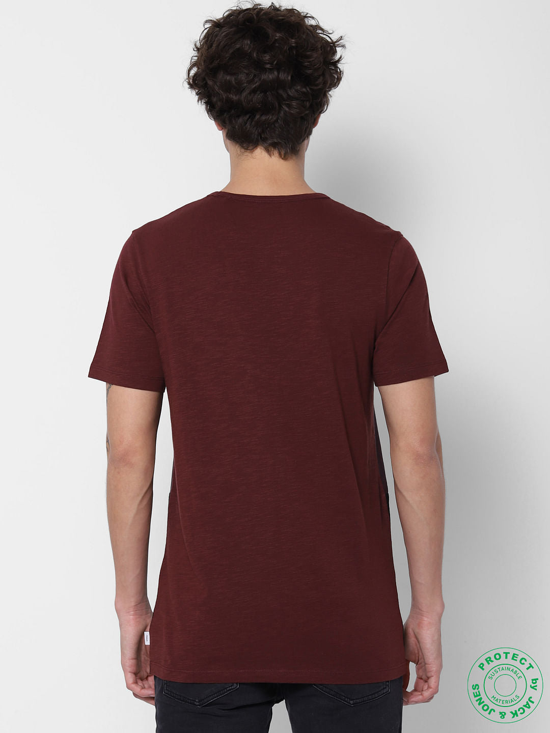Red Colourblocked Crew Neck T-shirt