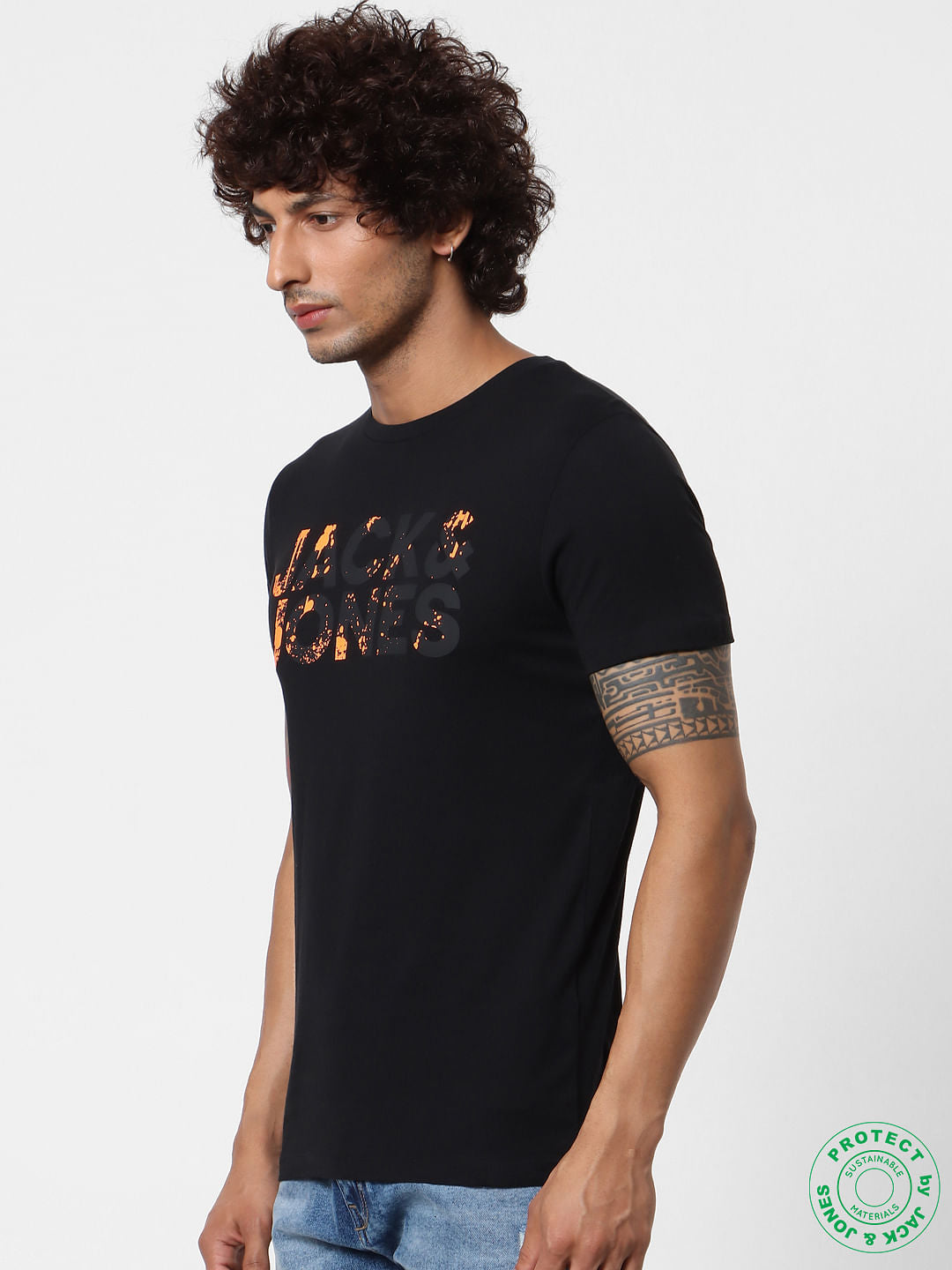 Black Logo Print Crew Neck T-shirt