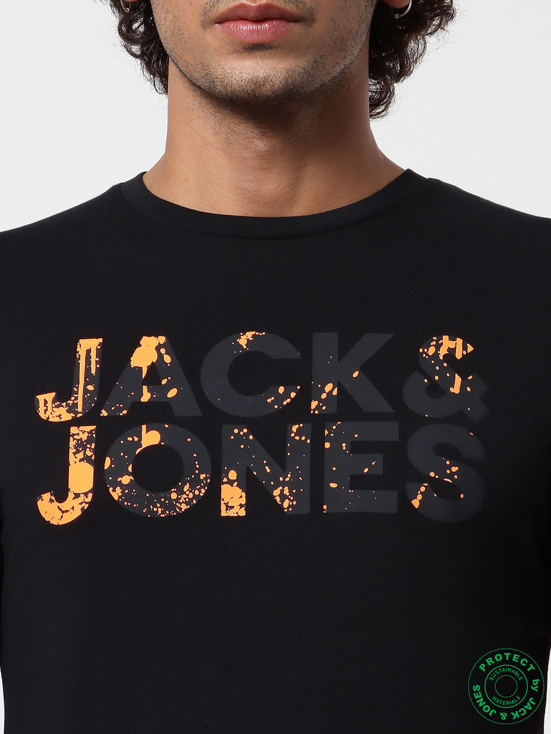 Black Logo Print Crew Neck T-shirt