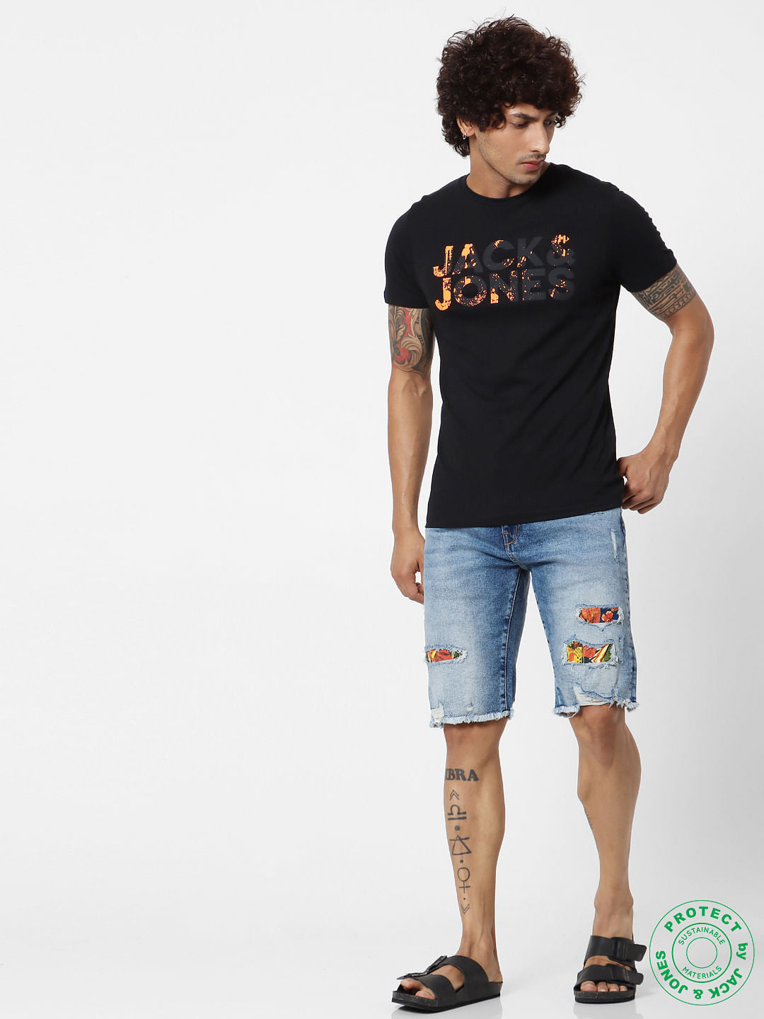 Black Logo Print Crew Neck T-shirt