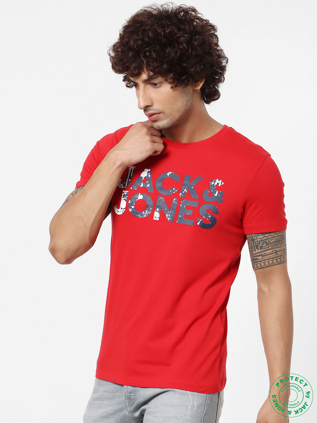 Red Logo Print Crew Neck T-shirt