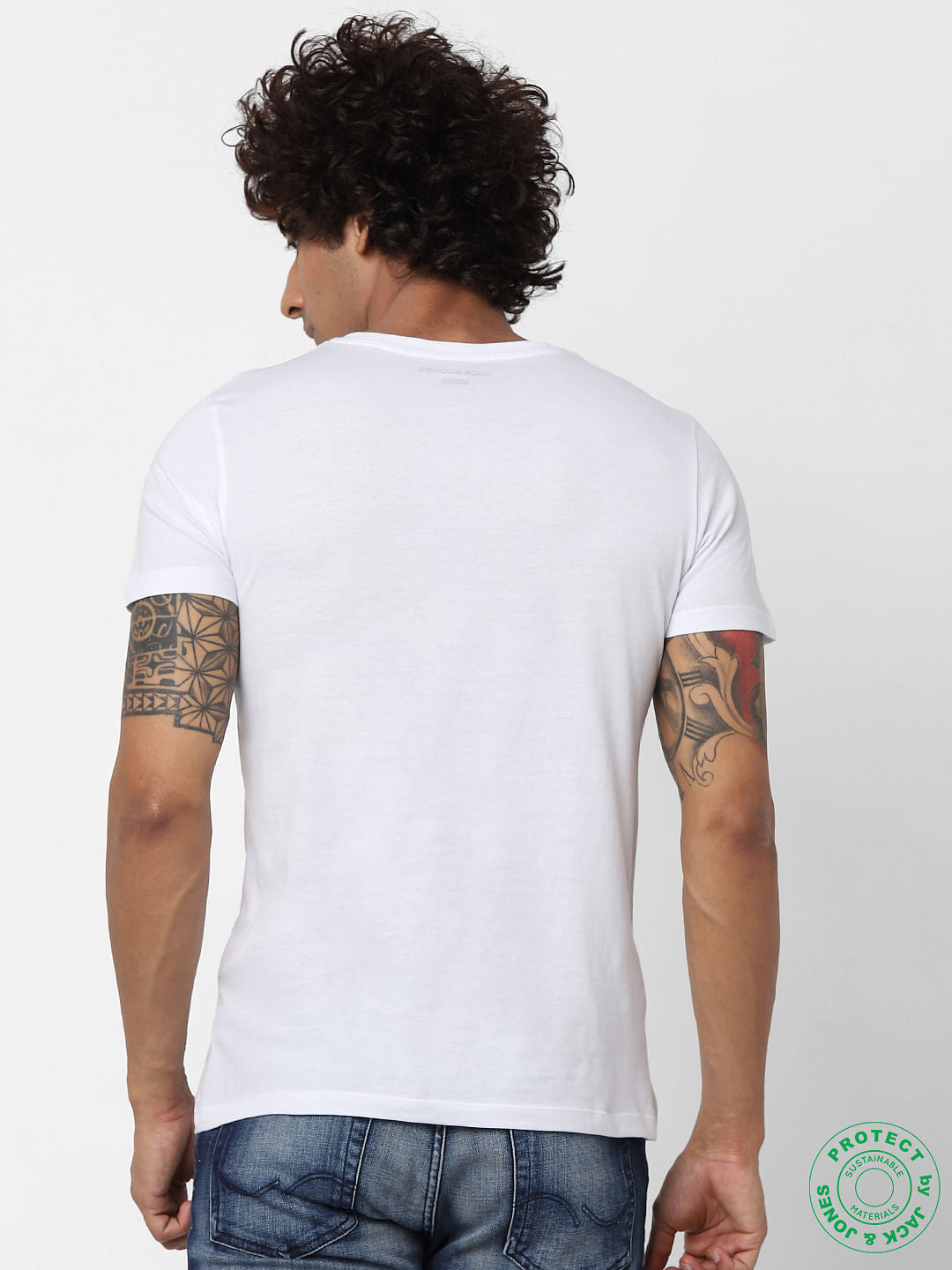 White Logo Print Crew Neck T-shirt