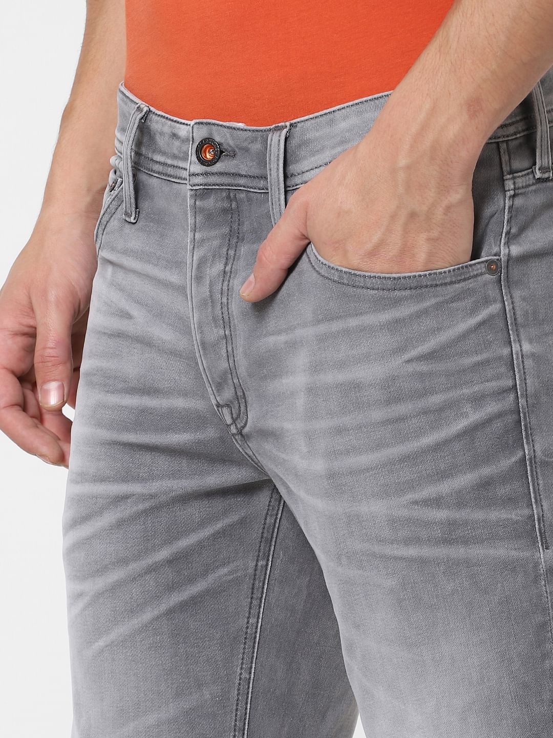 Grey Low Rise Glenn Slim Fit Jeans