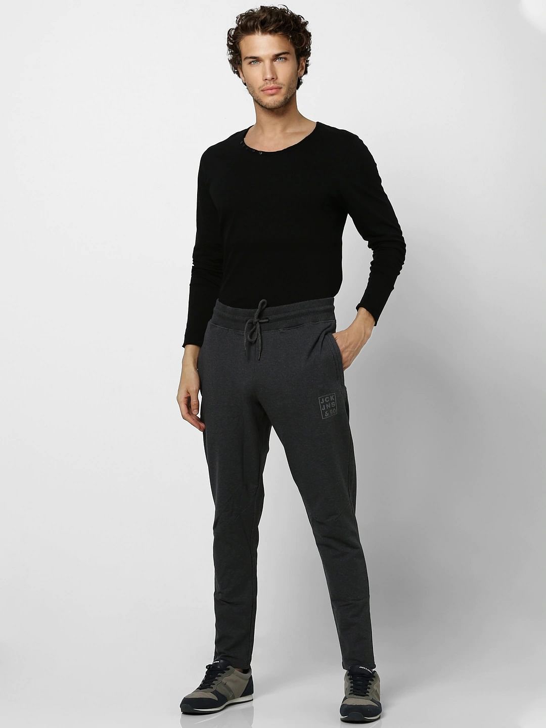 Grey Mid Rise Trackpants