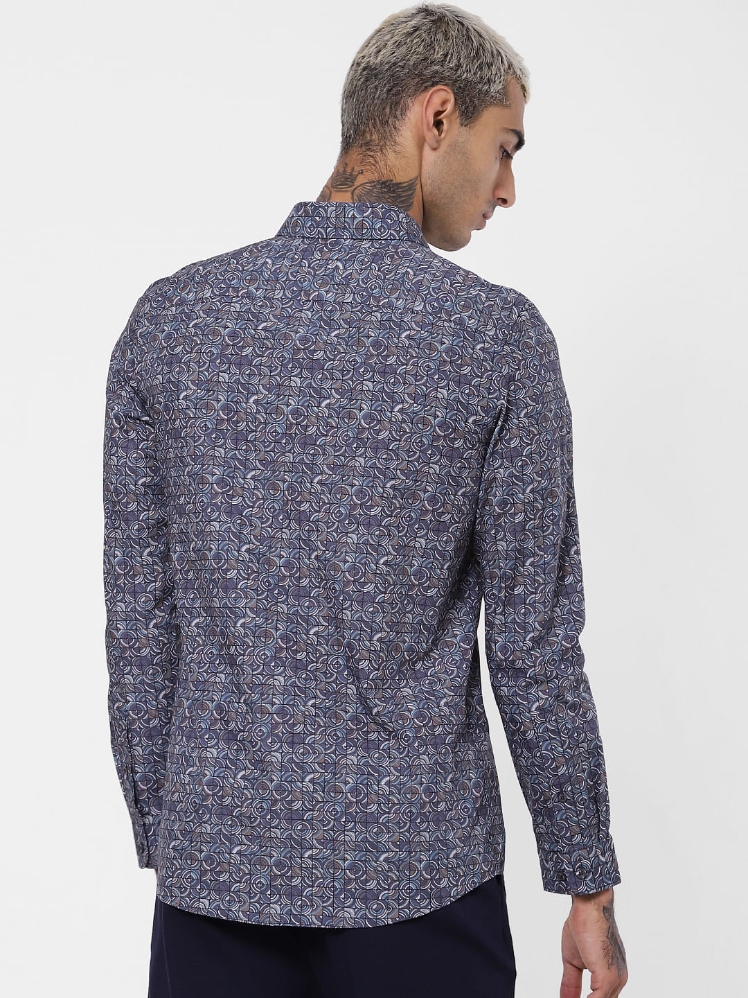 Blue All Over Print Full Sleeves Shirt
