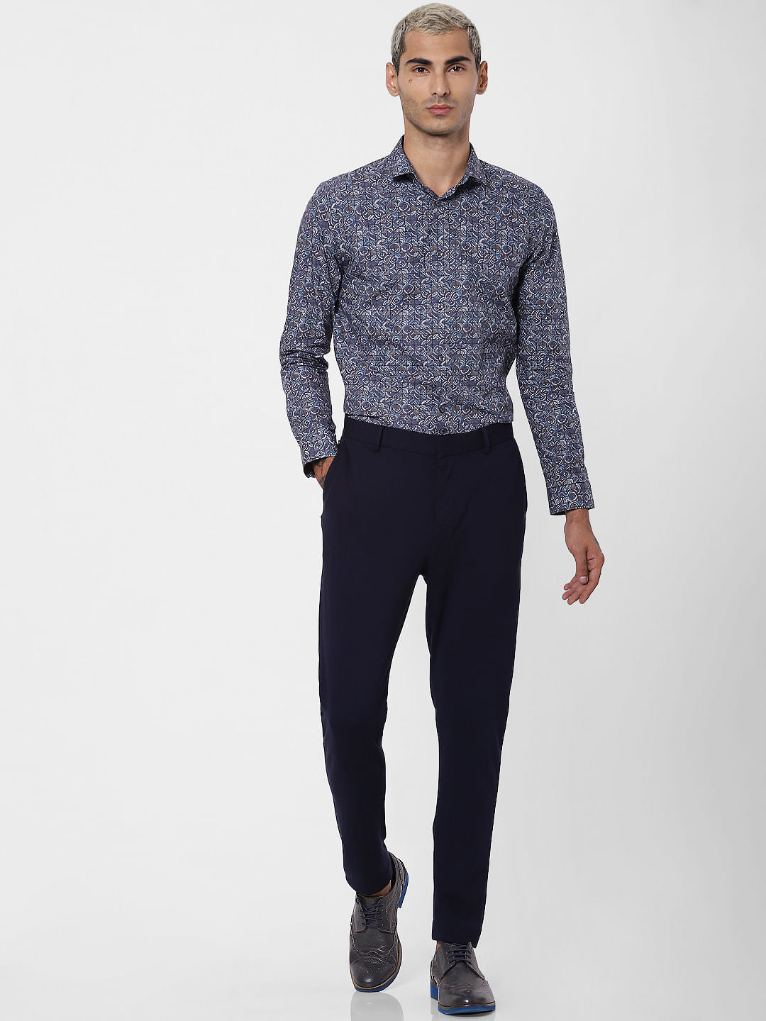 Blue All Over Print Full Sleeves Shirt