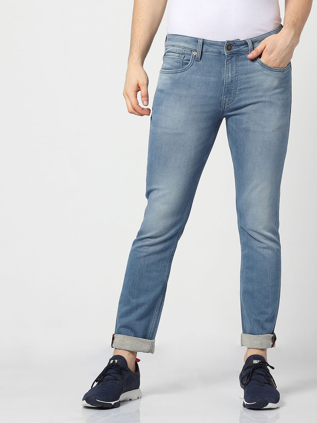 Blue Low Rise Washed Glenn Slim Jeans