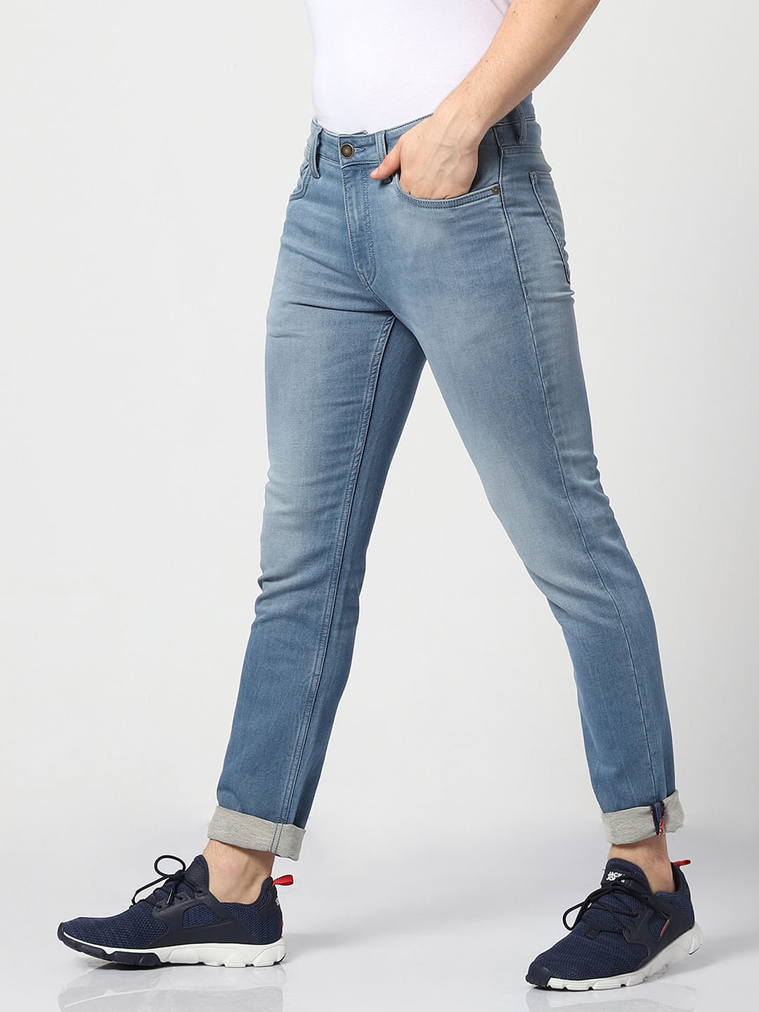 Blue Low Rise Washed Glenn Slim Jeans