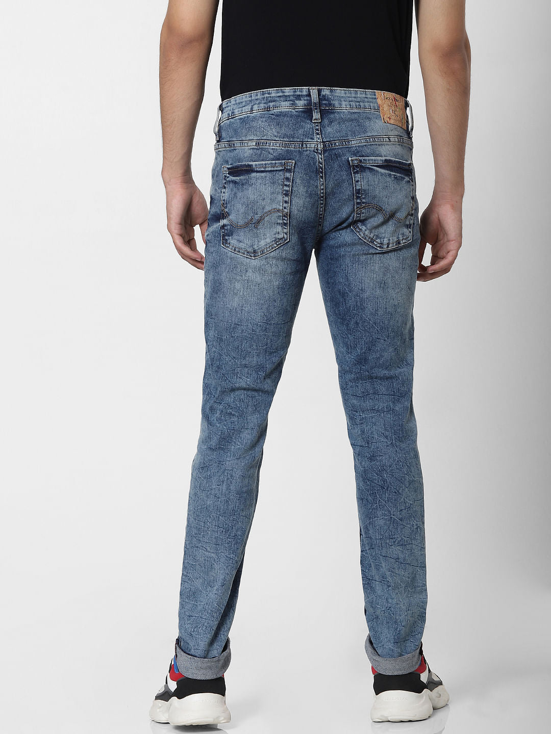 Blue Low Rise Glenn Distressed Slim Fit Jeans