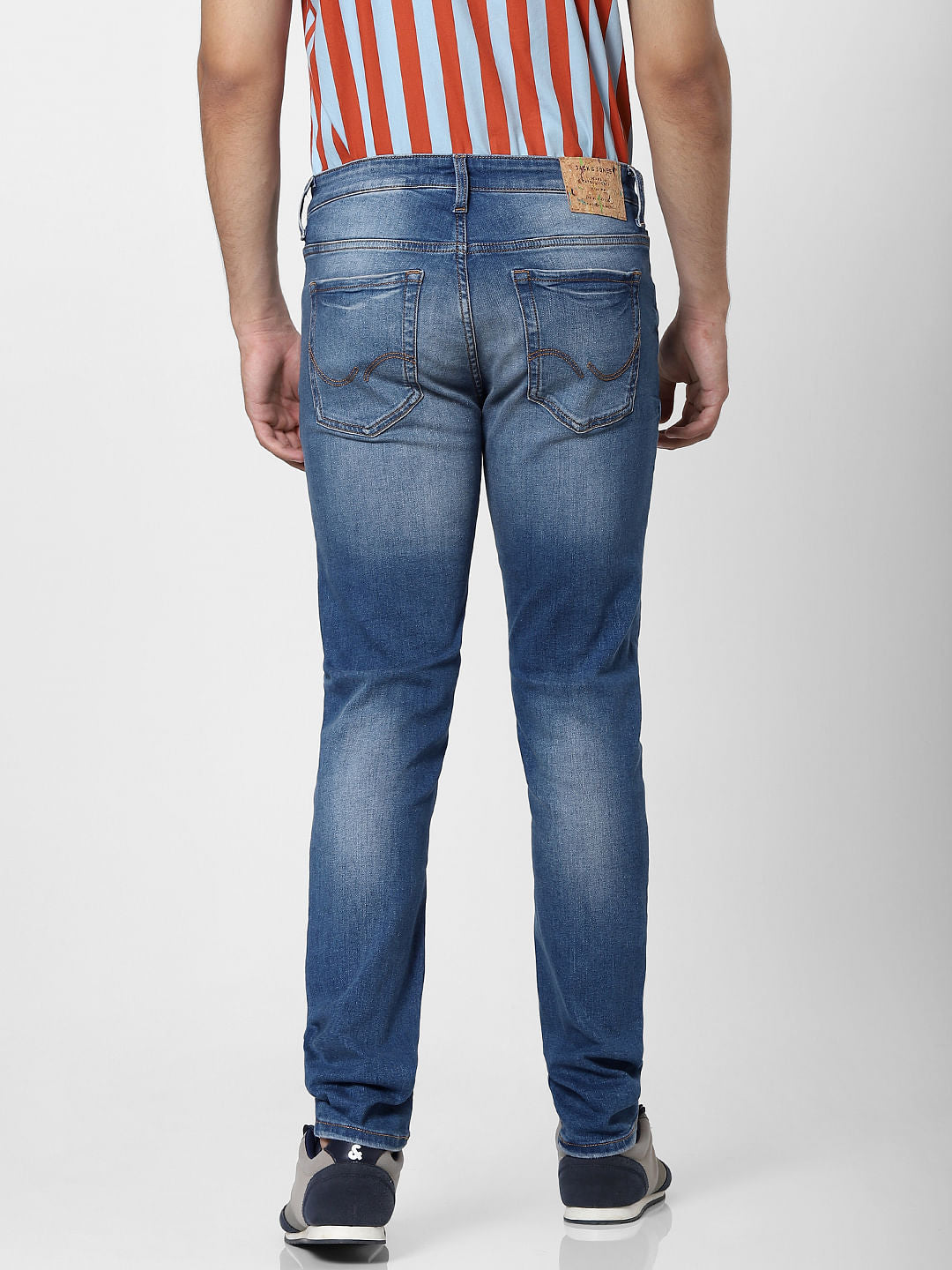 Blue Mid Rise Ben Washed Skinny Jeans