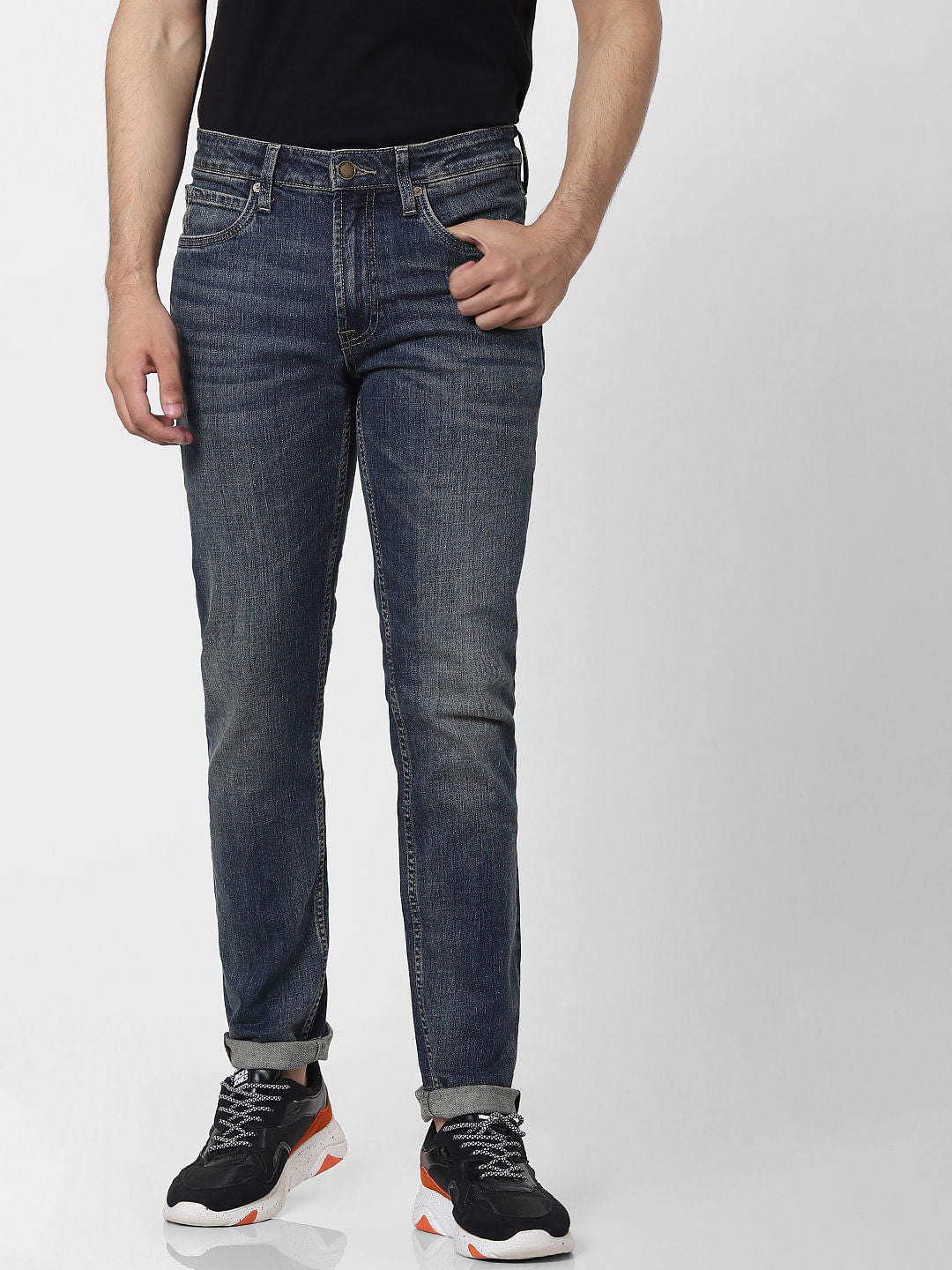 Blue Low Rise Glenn Washed Slim Fit Jeans