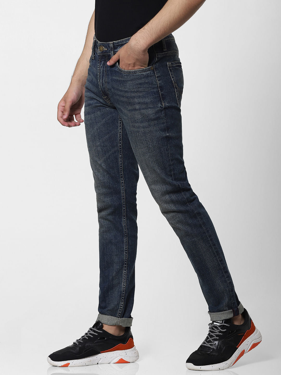 Blue Low Rise Glenn Washed Slim Fit Jeans