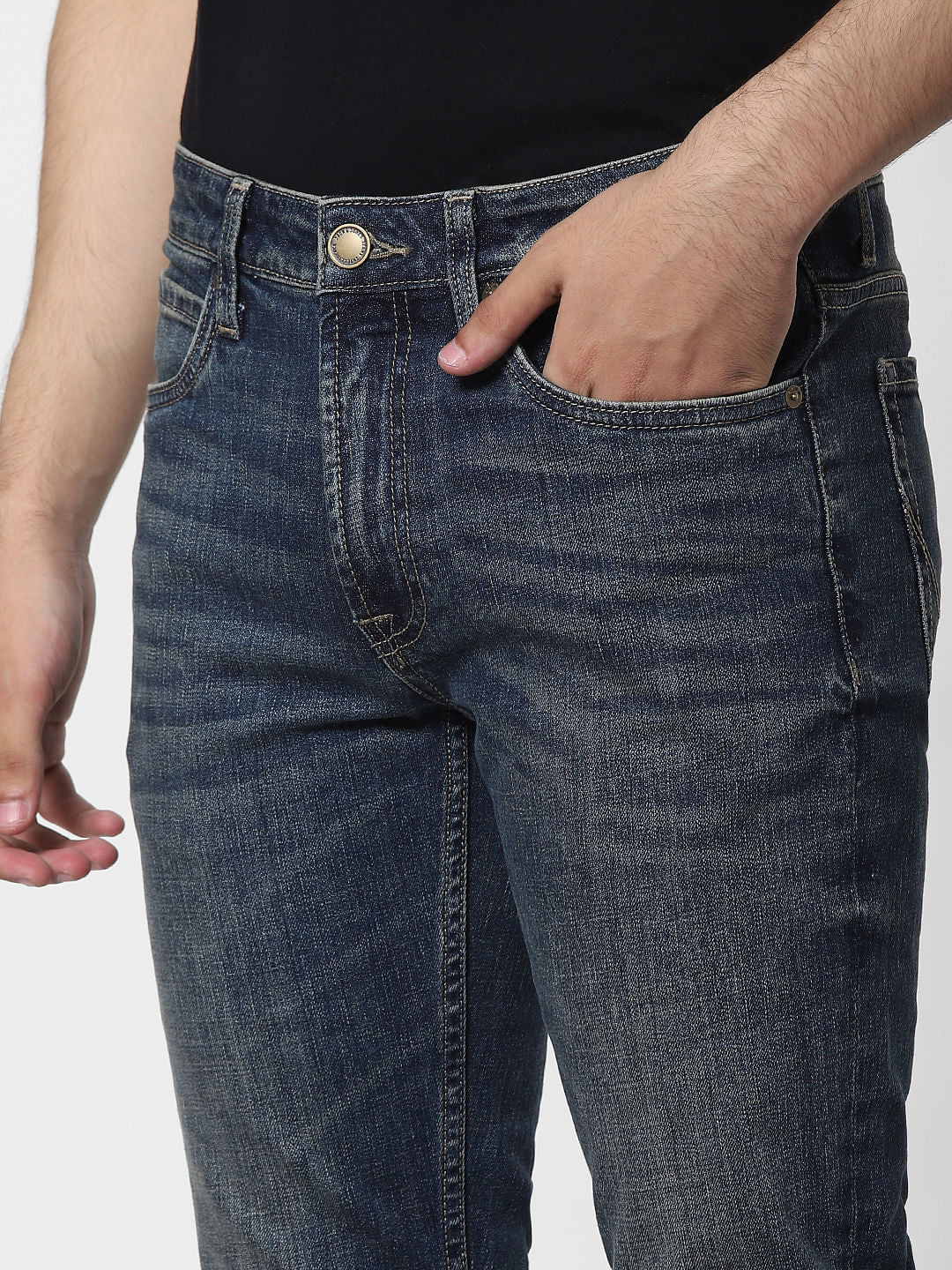 Blue Low Rise Glenn Washed Slim Fit Jeans
