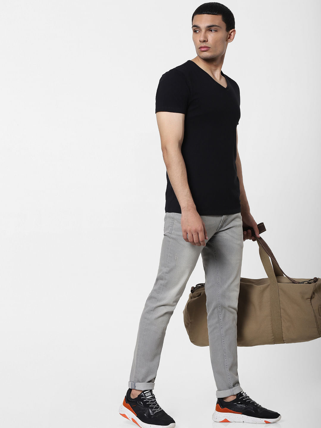 Grey Mid Rise Ben Skinny Fit Jeans