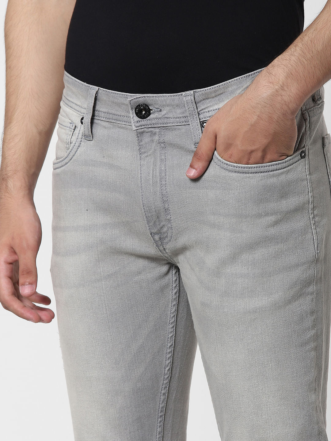 Grey Mid Rise Ben Skinny Fit Jeans