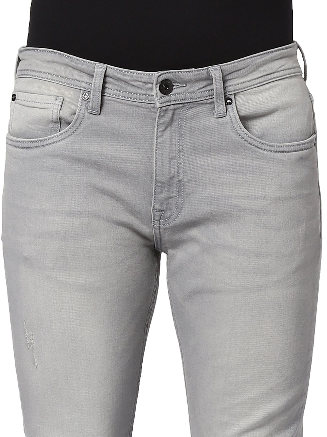 Grey Mid Rise Glenn Slim Fit Jeans