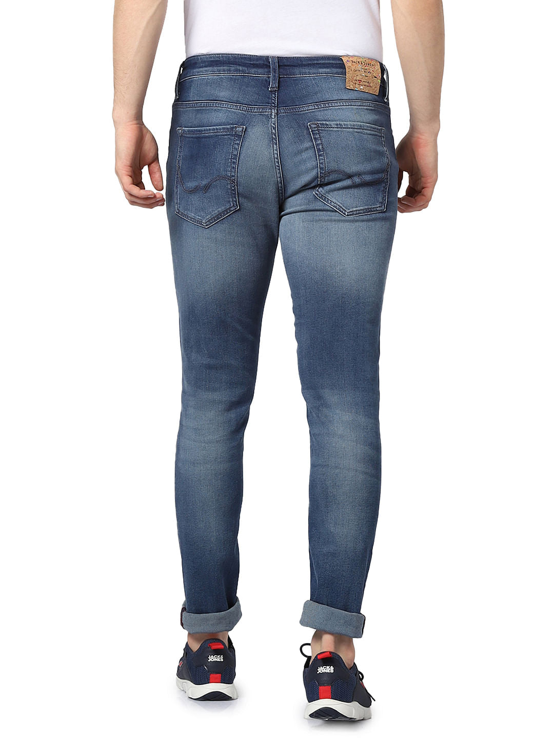 Blue Low Rise Ben Ripped Skinny Jeans