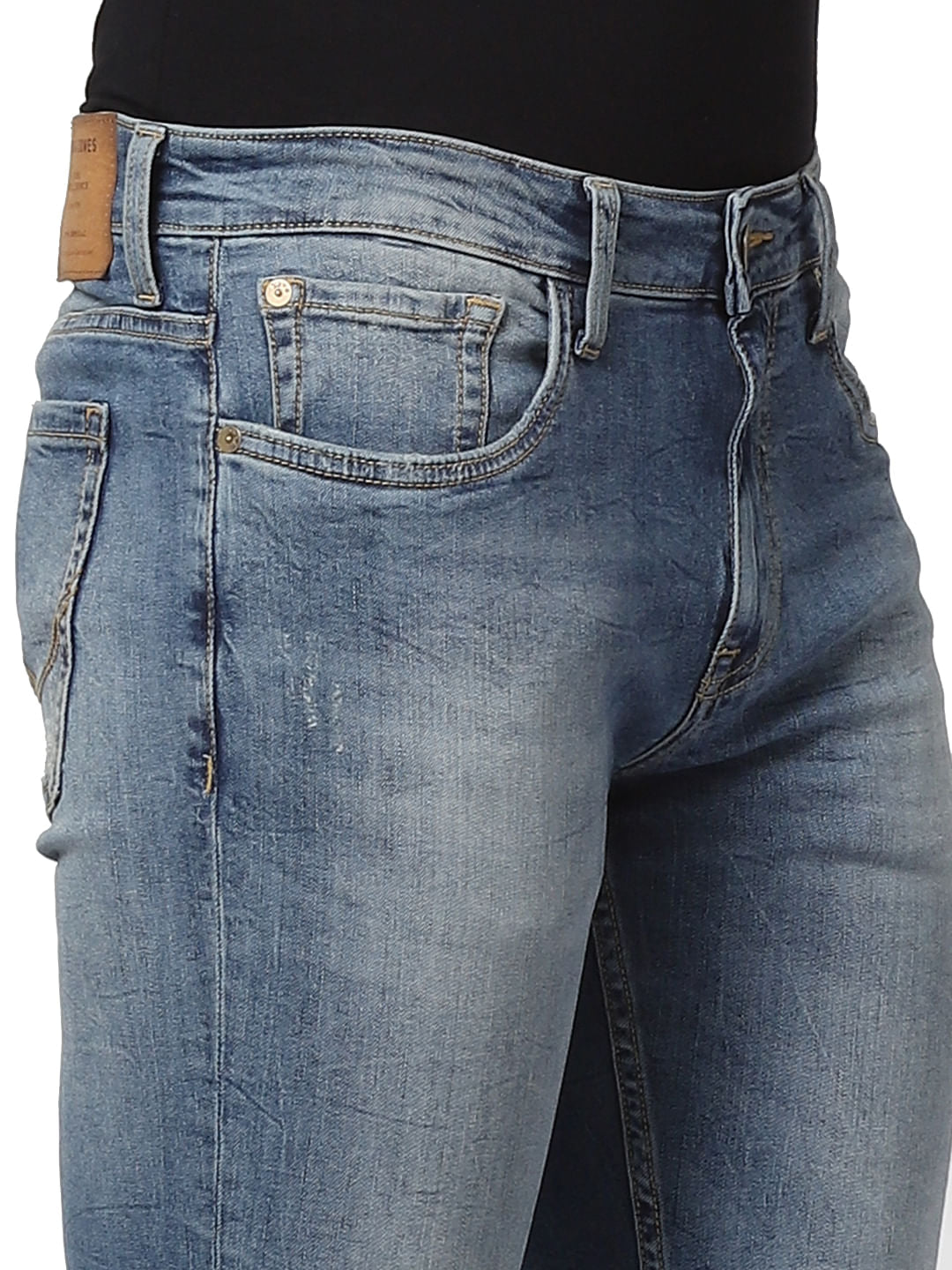 Blue Low Rise Glenn Distressed Slim Fit Jeans