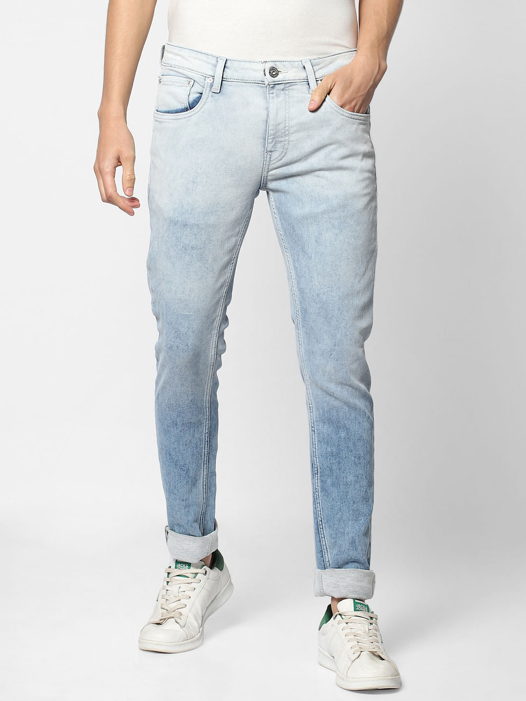 Light Blue Low Rise Liam Washed Skinny Fit Jeans