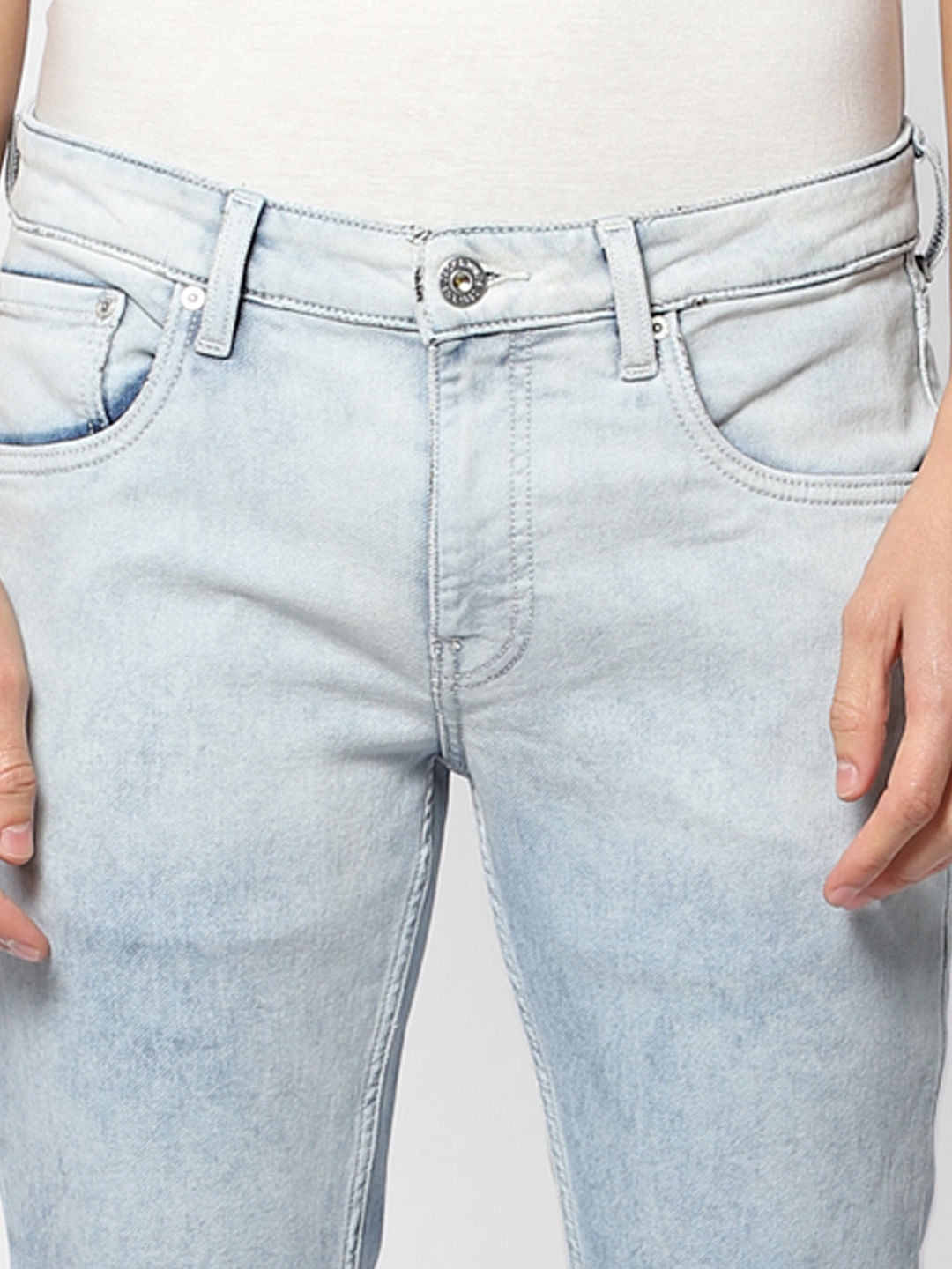 Light Blue Low Rise Liam Washed Skinny Fit Jeans