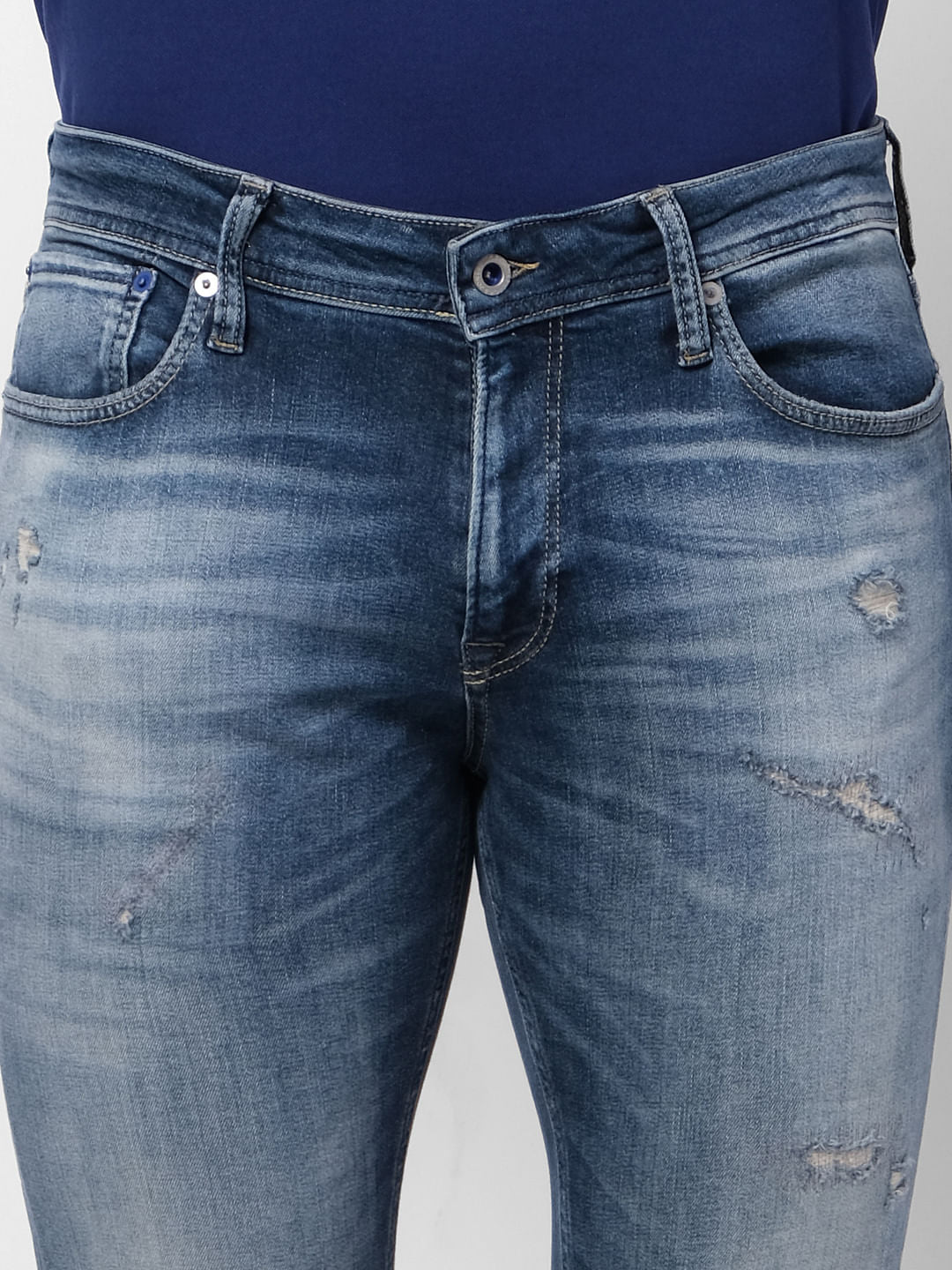 Blue Low Rise Washed Liam Skinny Fit Jeans