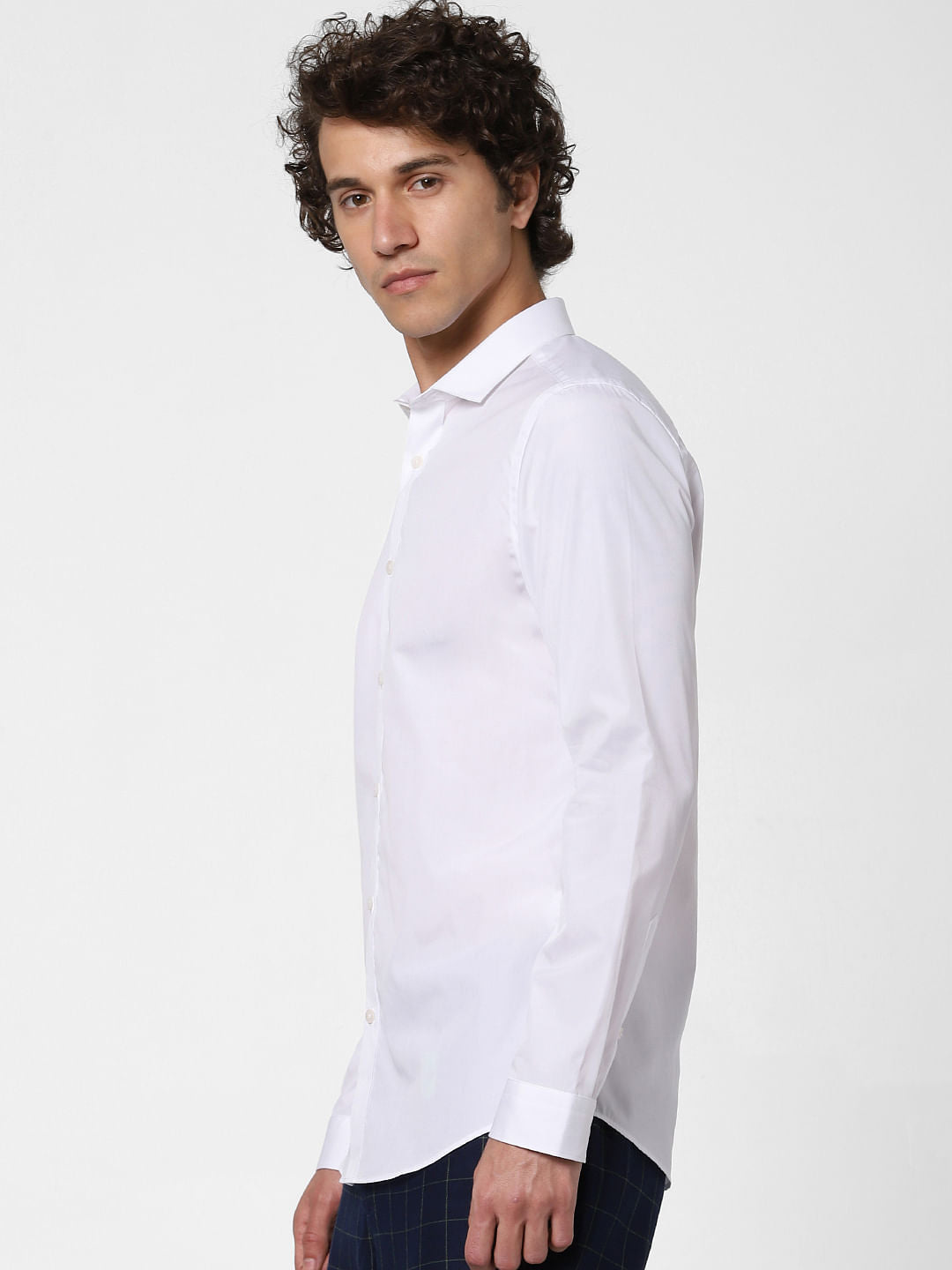 White Slim Fit Full Sleeves Shirt