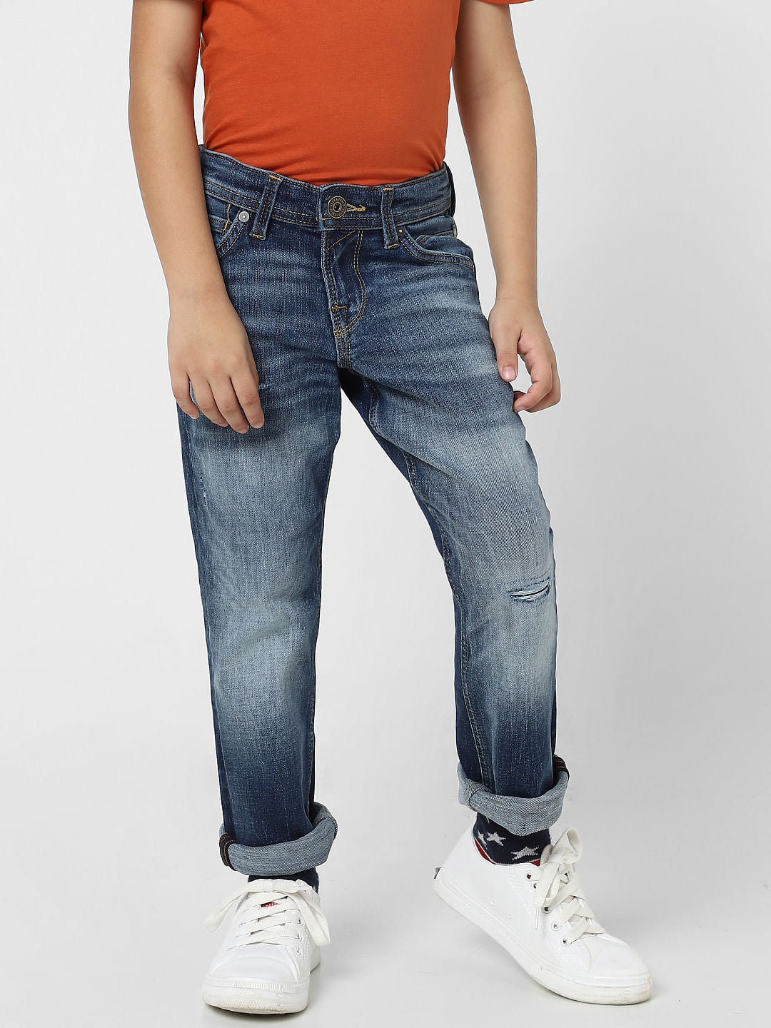 Boys Blue Mid Rise Clark Straight Jeans
