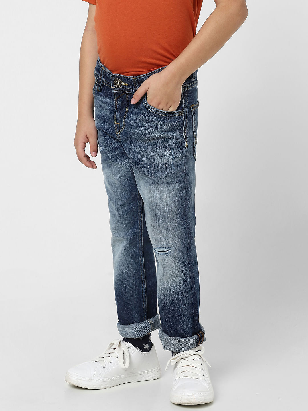 Boys Blue Mid Rise Clark Straight Jeans