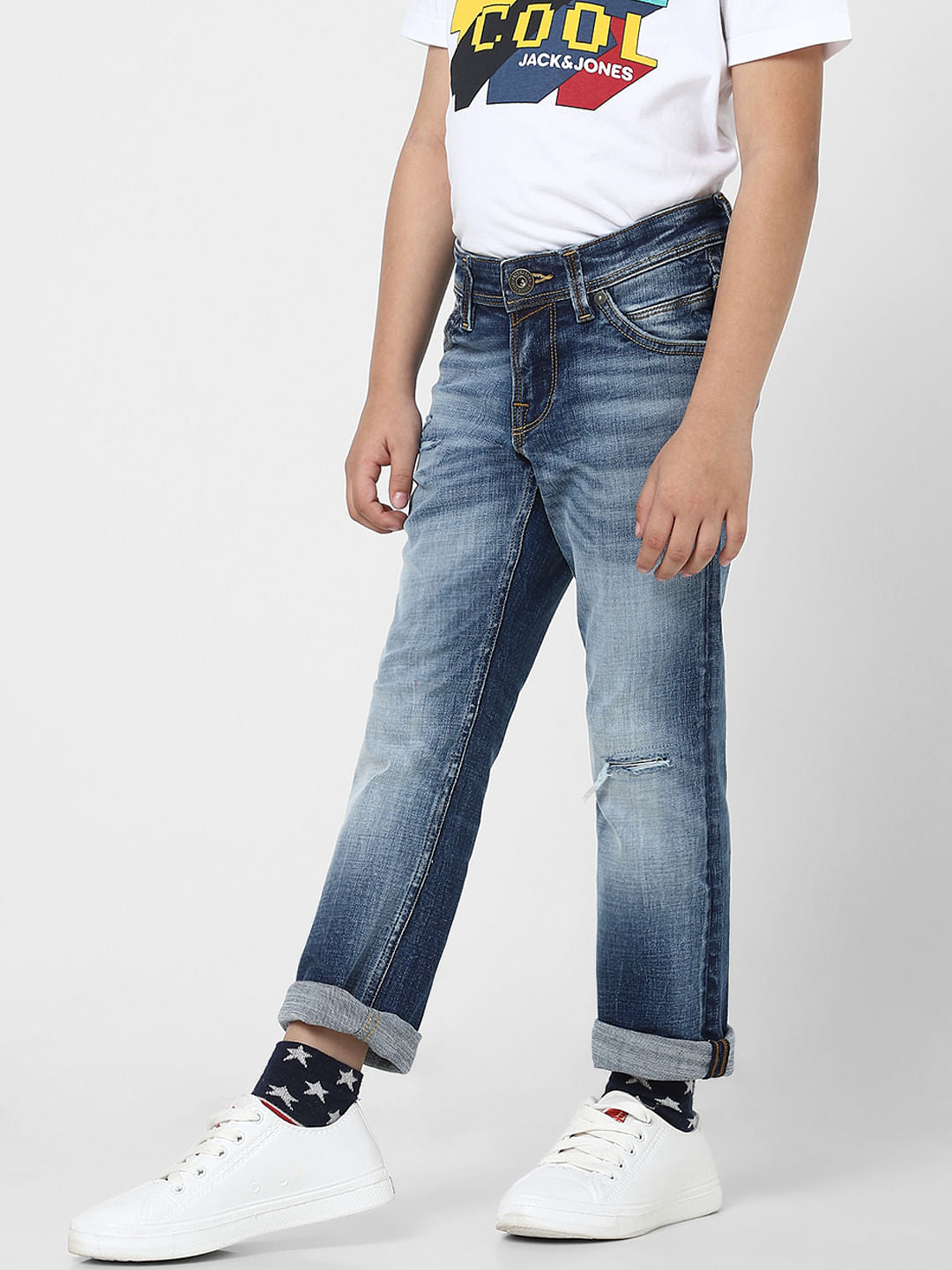 Boys Blue Mid Rise Clark Straight Jeans