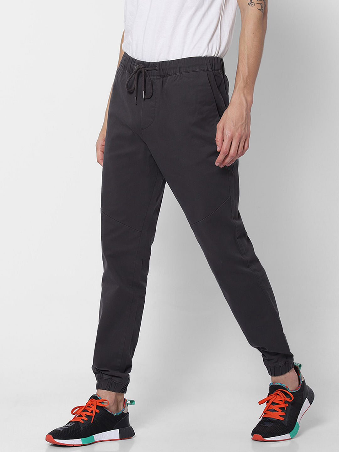 Dark Grey Low Rise Drawstring Joggers