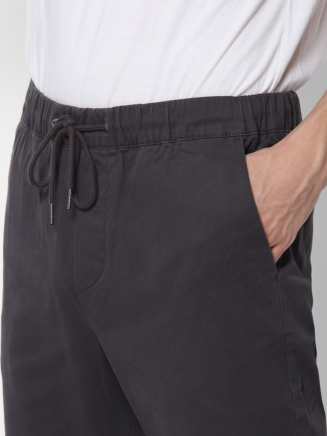 Dark Grey Low Rise Drawstring Joggers