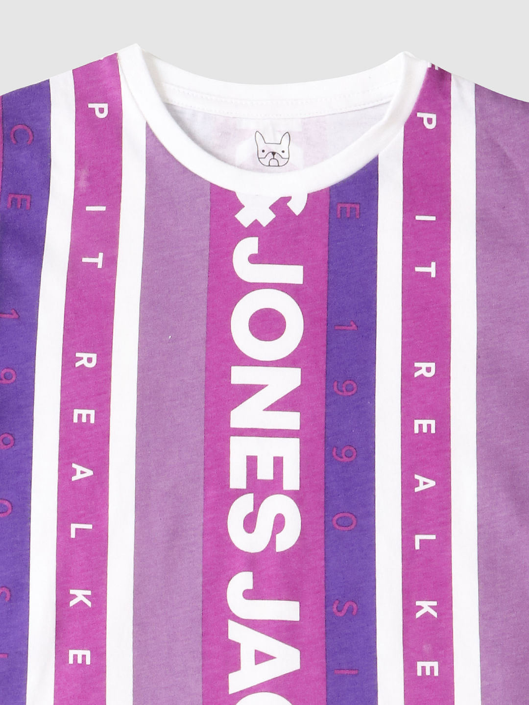 Boys Purple Striped Crew Neck T-shirt