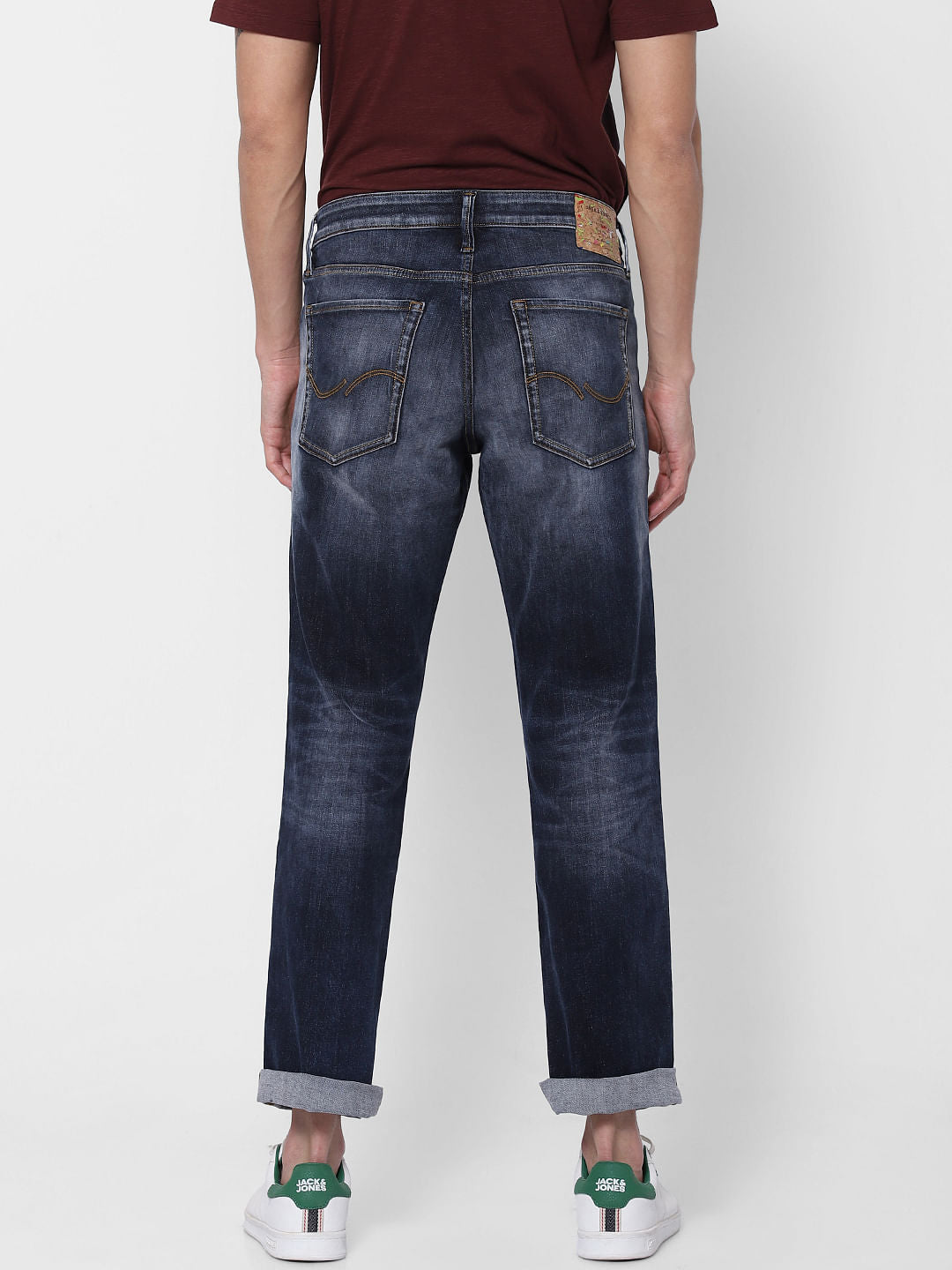 Dark Blue Mid Rise Clark Regular Fit Jeans