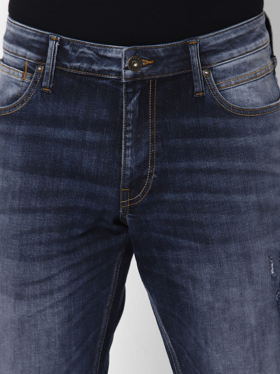 Dark Blue Mid Rise Clark Regular Fit Jeans