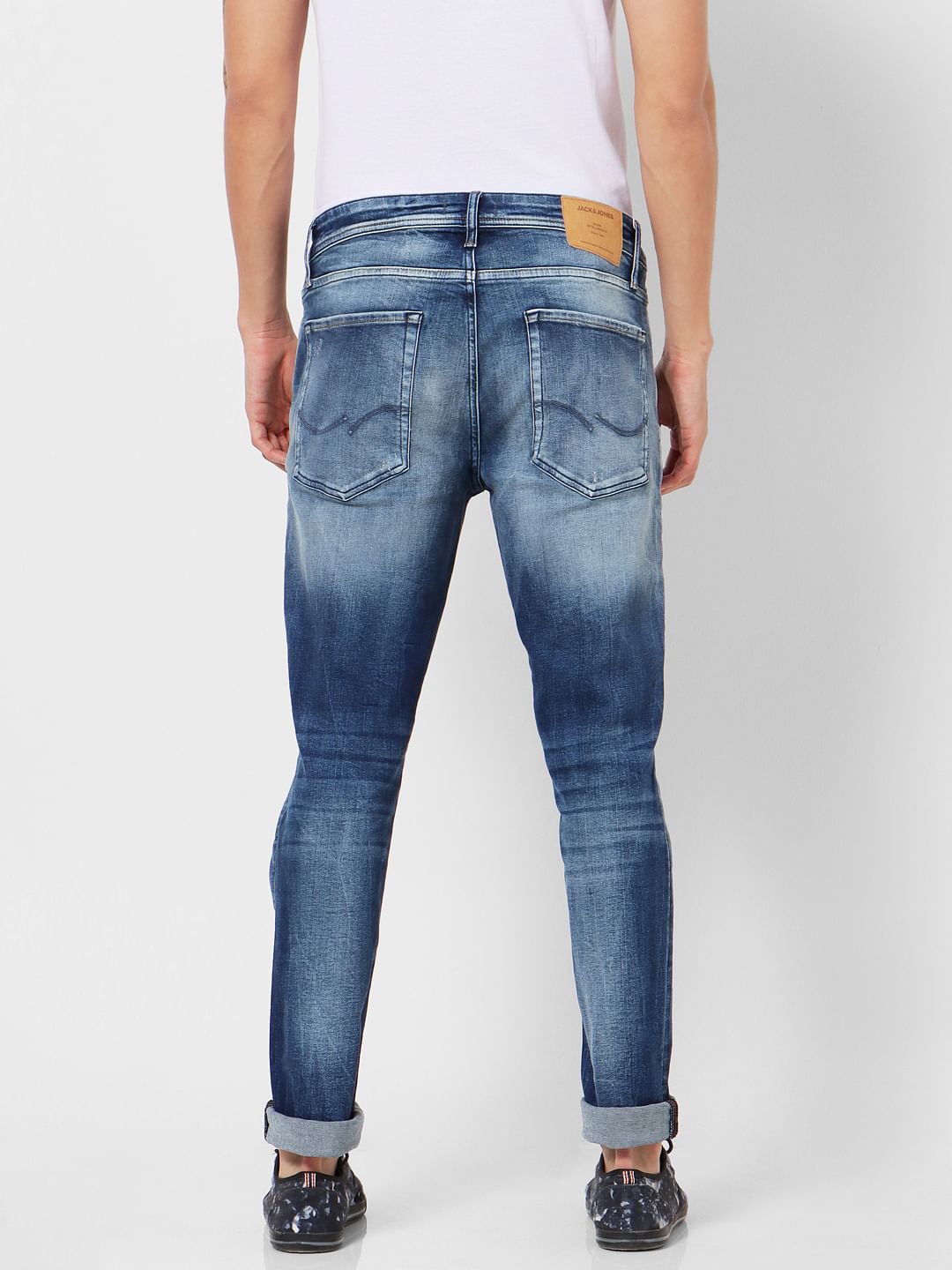 Dark Blue Mid Rise Ben Distressed Jeans