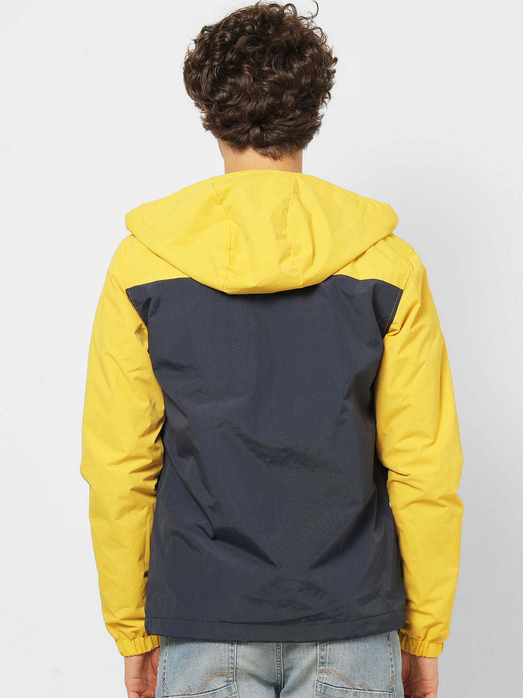 Yellow Colourblocked Hooded Jacket