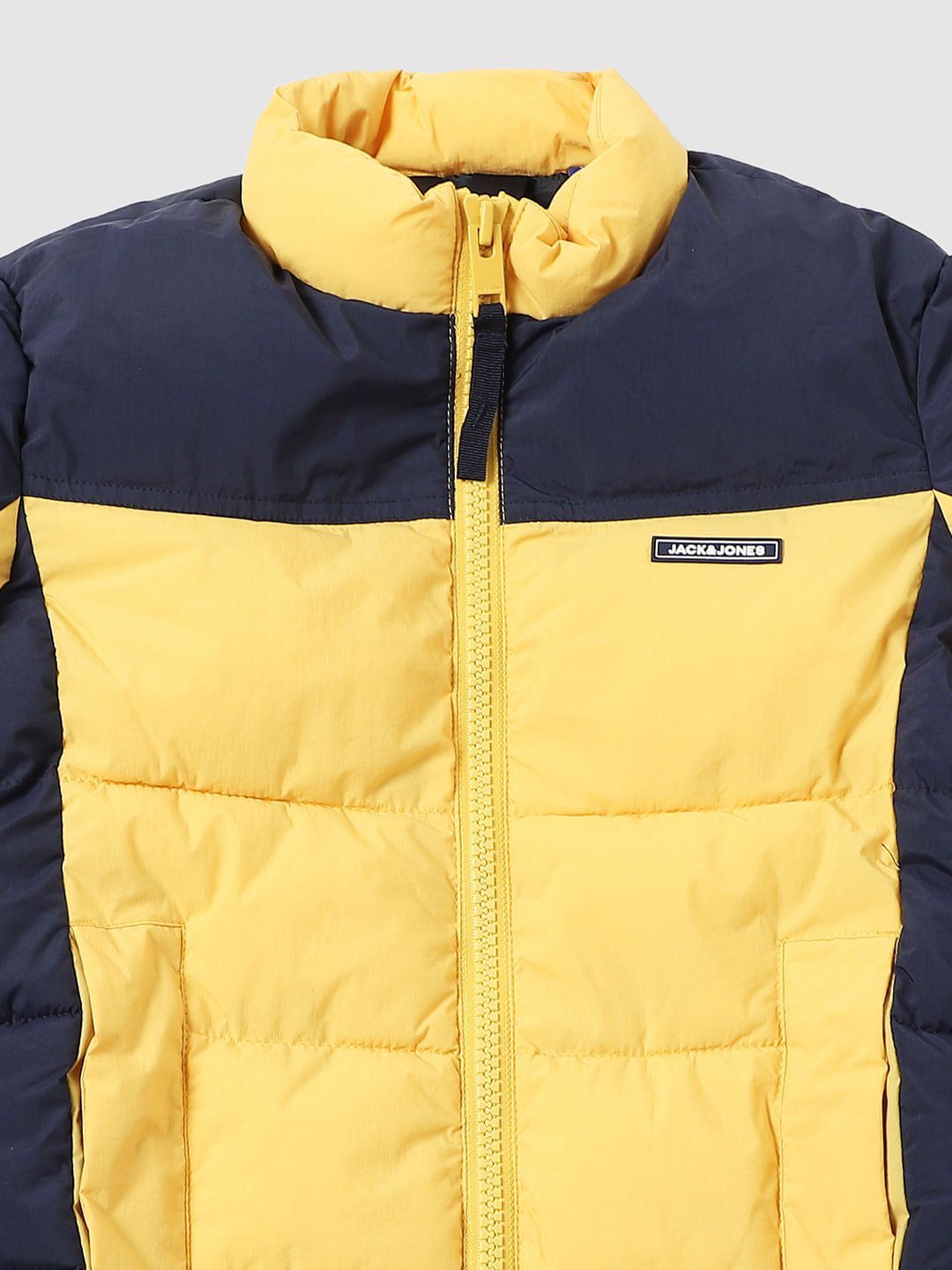 Boys Yellow Colourblocked Puffer Jacket