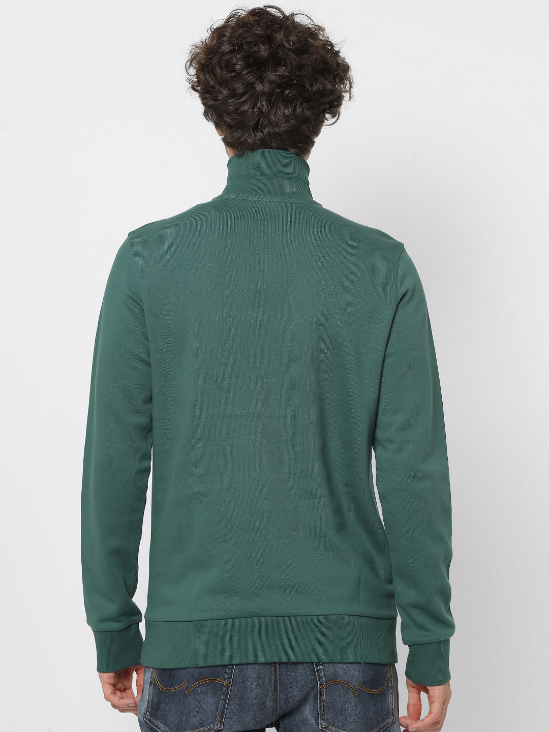 Green Logo Print High Neck Sweatshirt