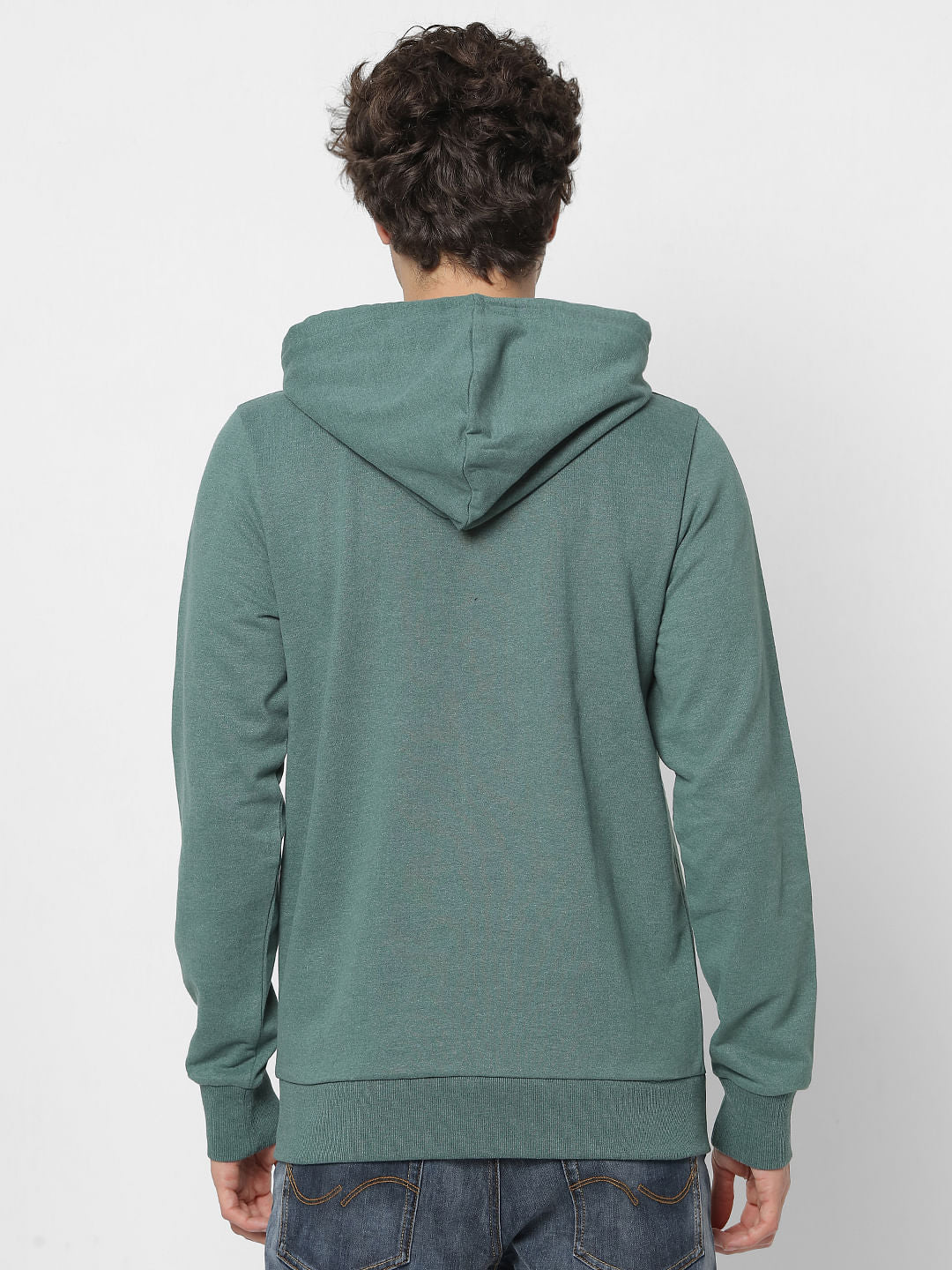 Green Logo Print Zip-Up Sweatshirt
