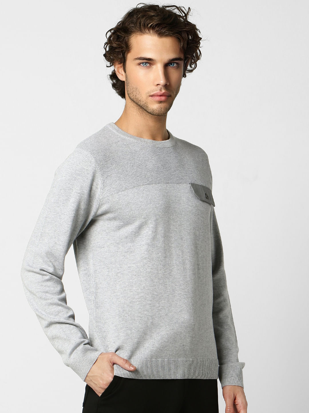 Light Grey Textured Pullover