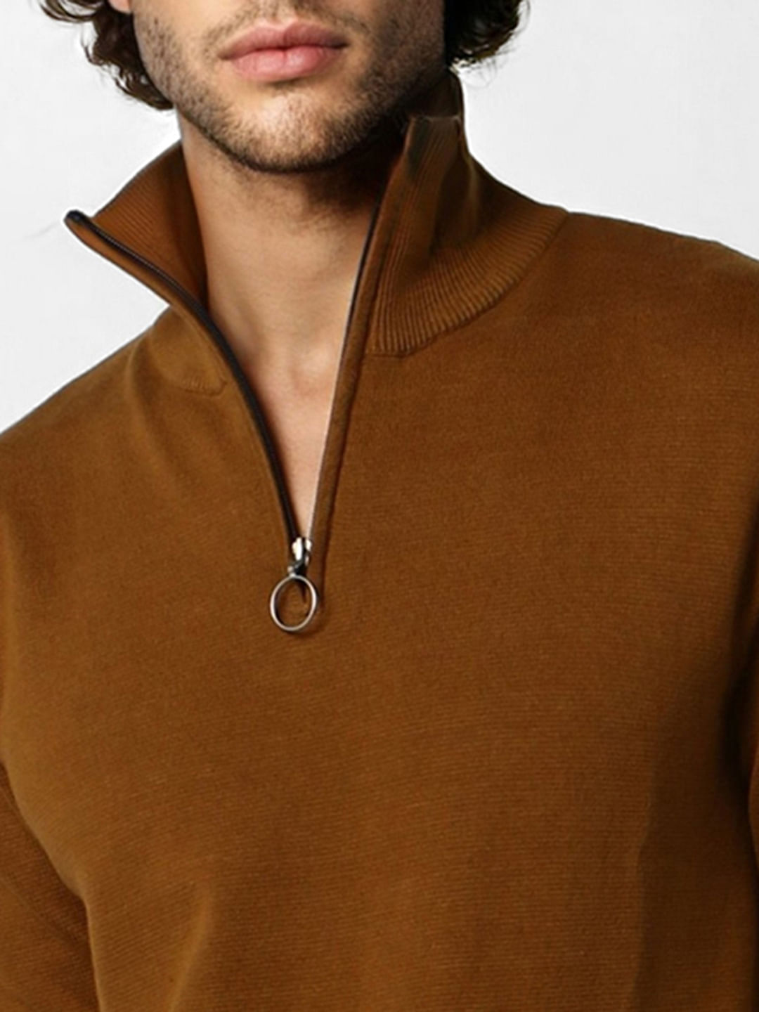 Brown High Neck Pullover