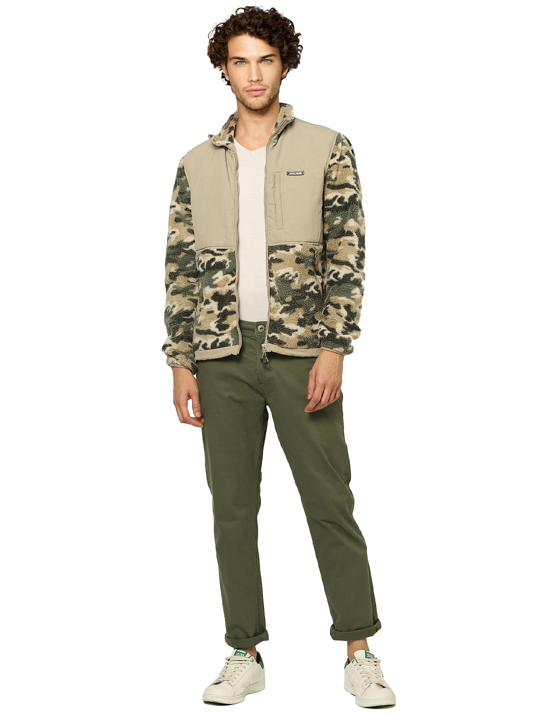 Beige Camo Teddy Jacket