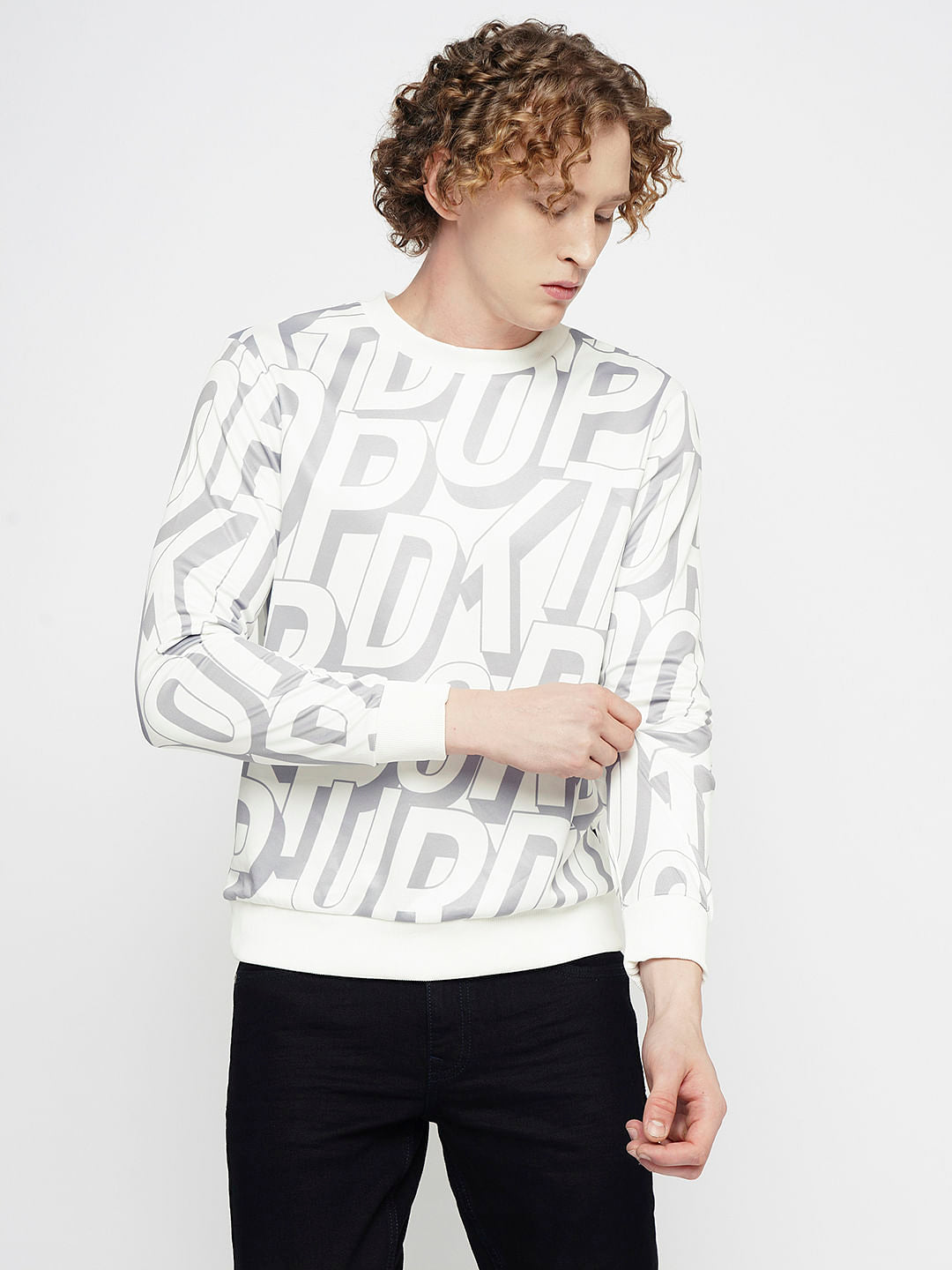 PRODUKT by JACK&JONES White Typographic Print Sweatshirt