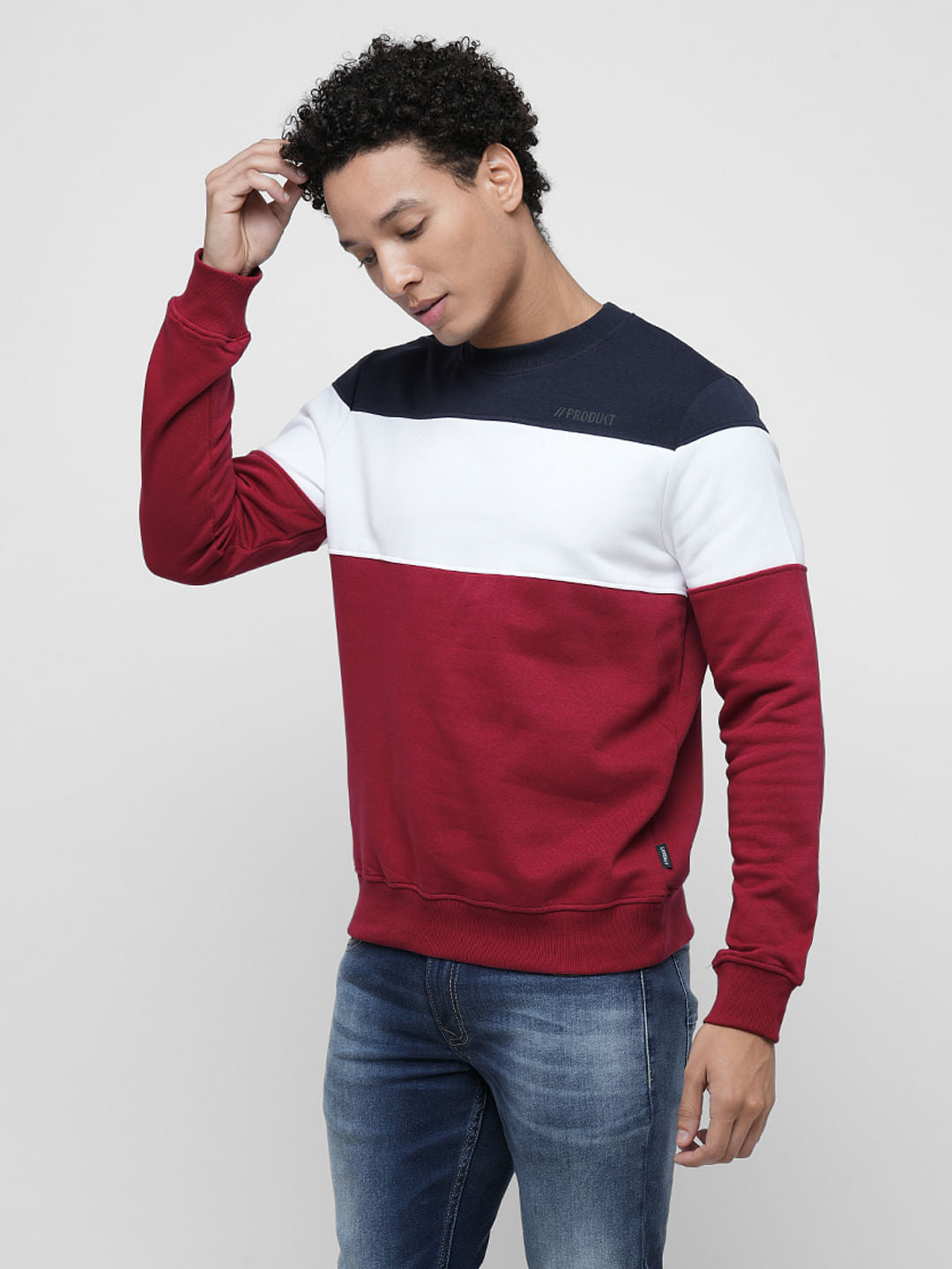 PRODUKT by JACK&JONES Red Colourblocked Print Sweatshirt