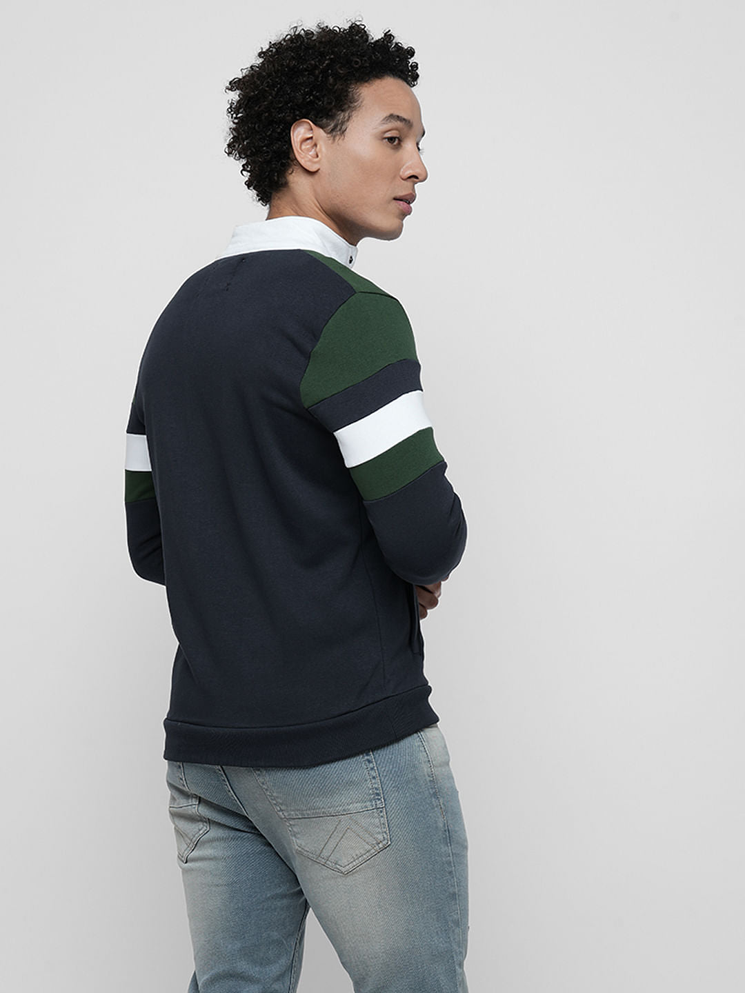 PRODUKT by JACK&JONES Blue Colourblocked Zip-Up Sweatshirt